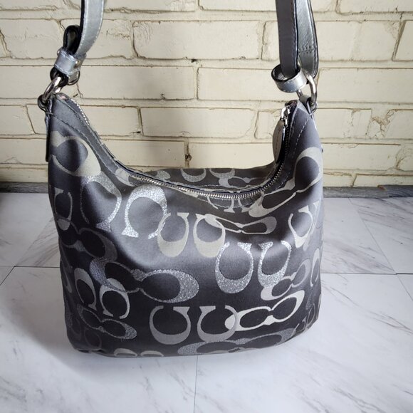 Like New Coach Penelope Optic Metallic Signature Crossbody Convertible Purse - Picture 5 of 16